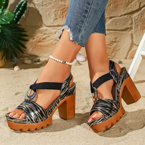 Refined Distinctive Everyday Open Toe Block Heel Sandals