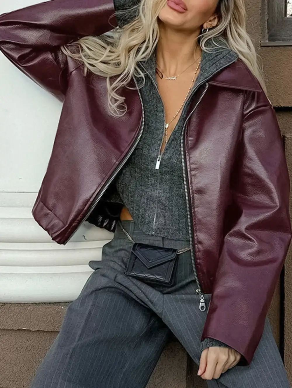 Loose Fitting Motorcycle Leather Jacket