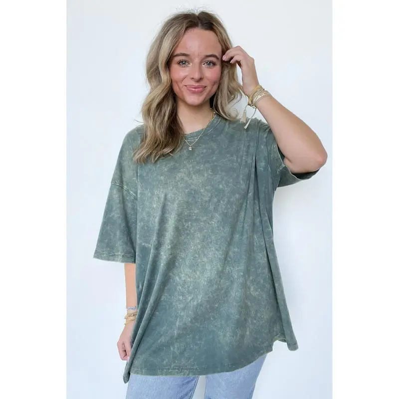 6PACK-Mineral Wash Oversized Top - BACK IN STOCK