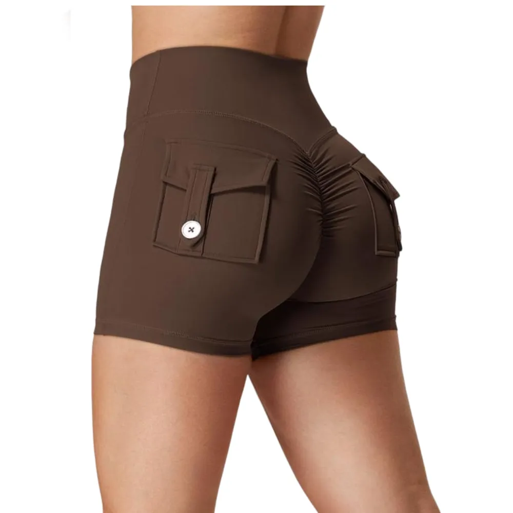 Scrunch Workout Shorts with Pockets Charm Gym Biker Shorts for Women High Waisted Yoga Booty Shorts elastic athletic