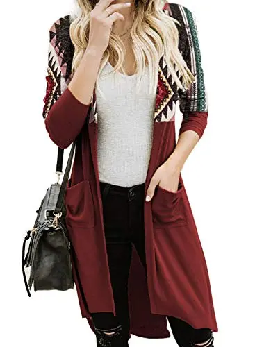 Womens2022FashionCasualOpenFrontPrintedCardigansSweatersThinCoatsJacketsOuterwear