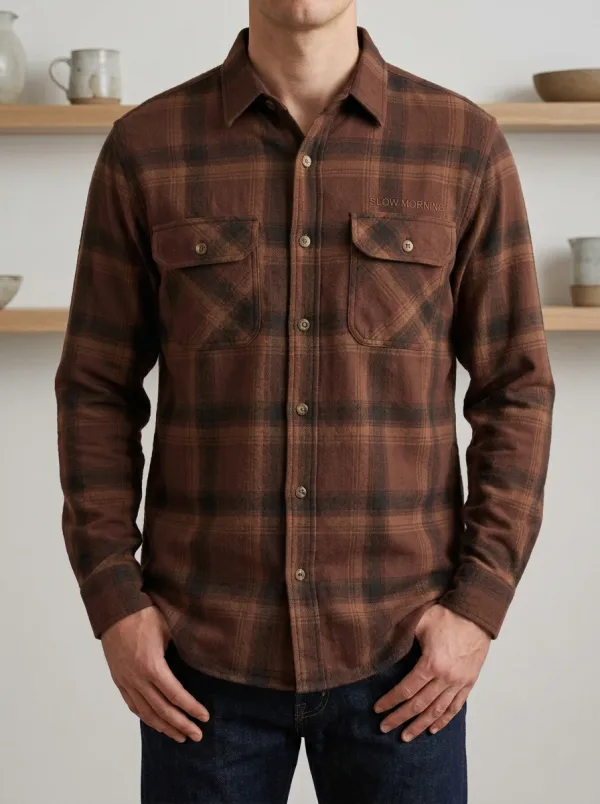 Plaid Embroidered Long-Sleeve Men's Long-Sleeve Shirt