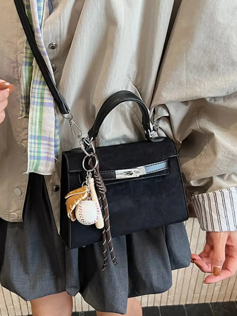 Crossbody Bag with Baseball Charm