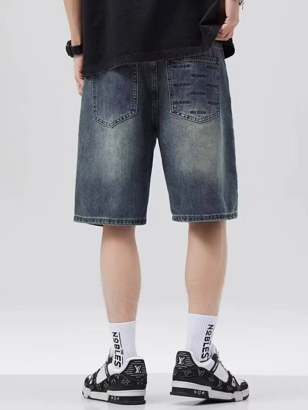 Men's Plus Size Distressed Denim Shorts