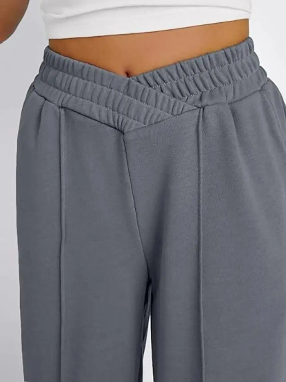 Gathered High Waist Wide Leg Pants