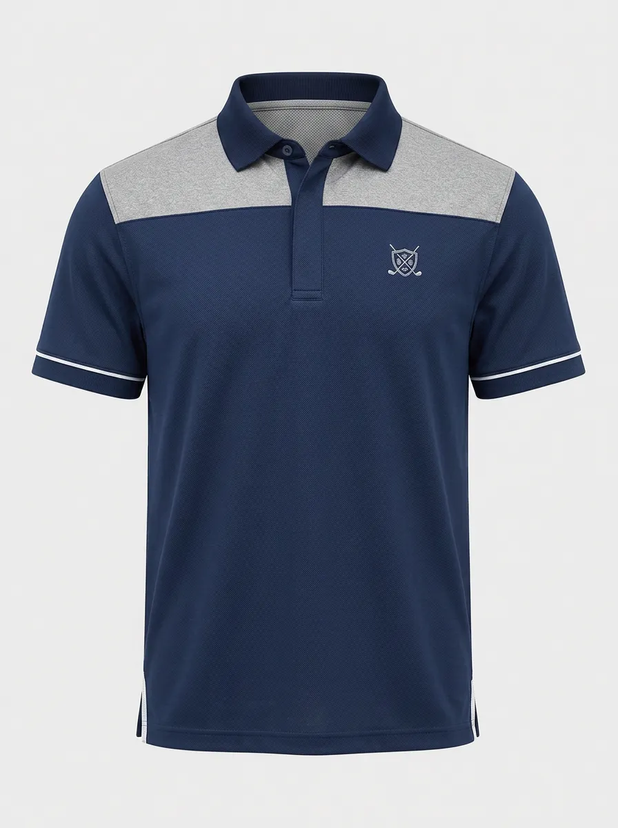 Men's Golf Lover Shield Logo Printed Polo Shirt