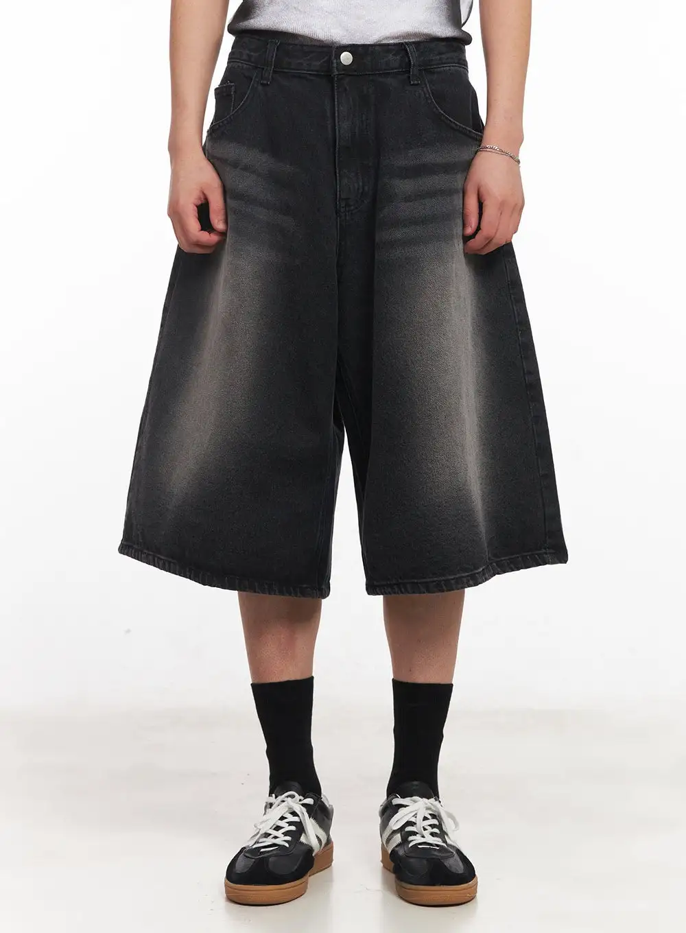 Men's Streetwear Washed Relaxed-Fit Denim Shorts