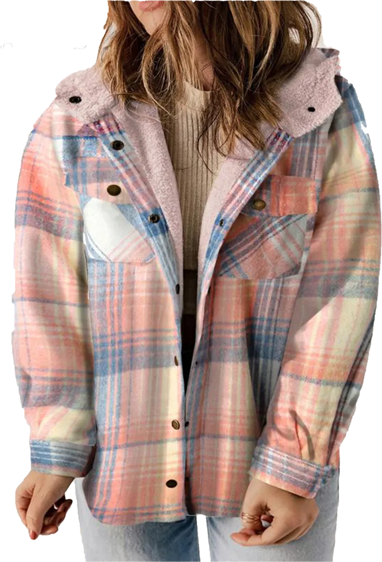 🧥 Plus Size Plaid Fuzzy Hooded Coat – Cozy, Confident & Made for Every Curve