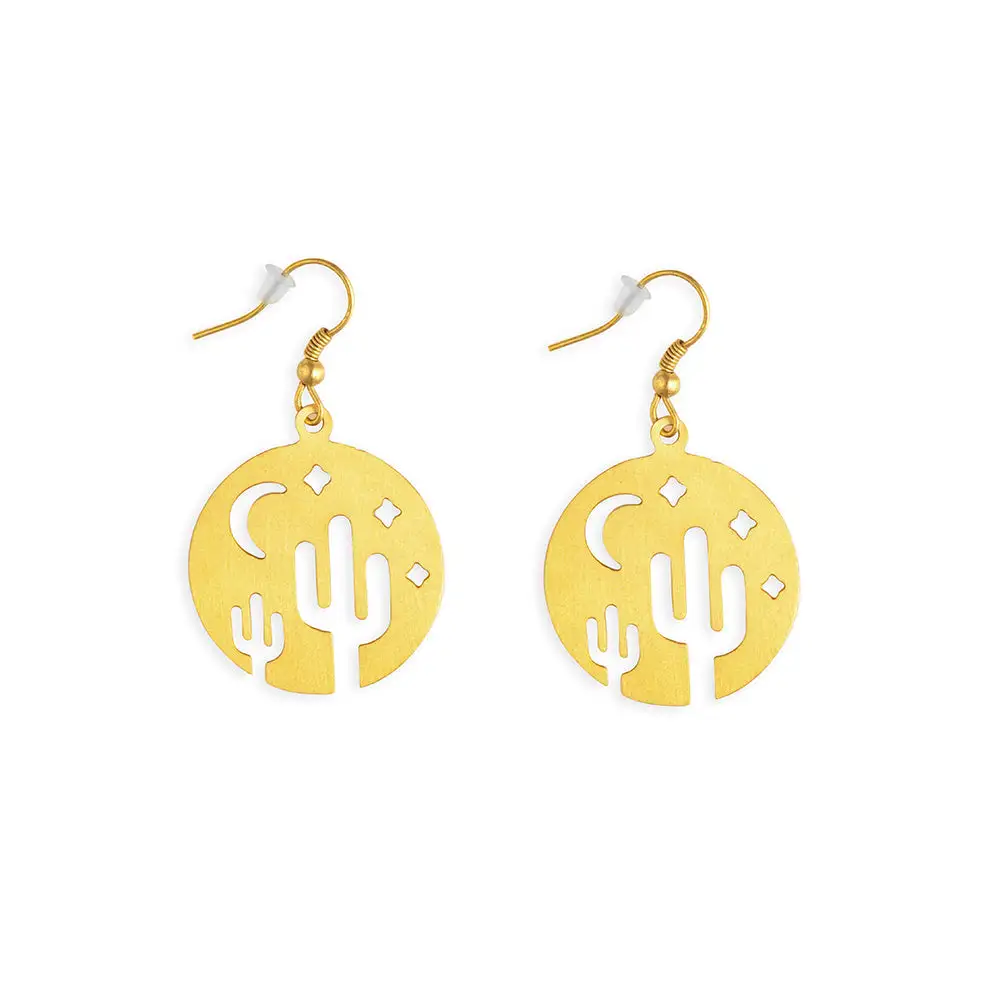 Timeless Contemporary Artful Cactus Earrings