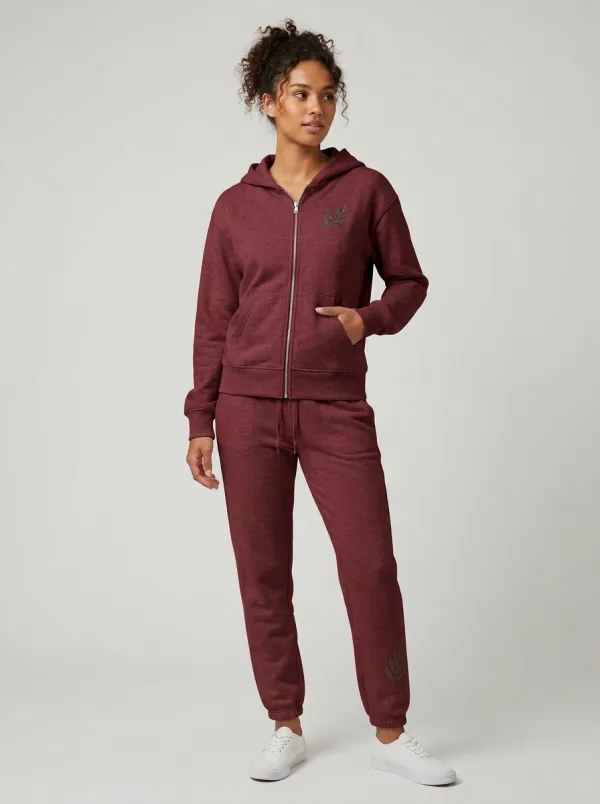 Women's Oatmeal Zip-Up Hoodie Jacket & Jogger Set