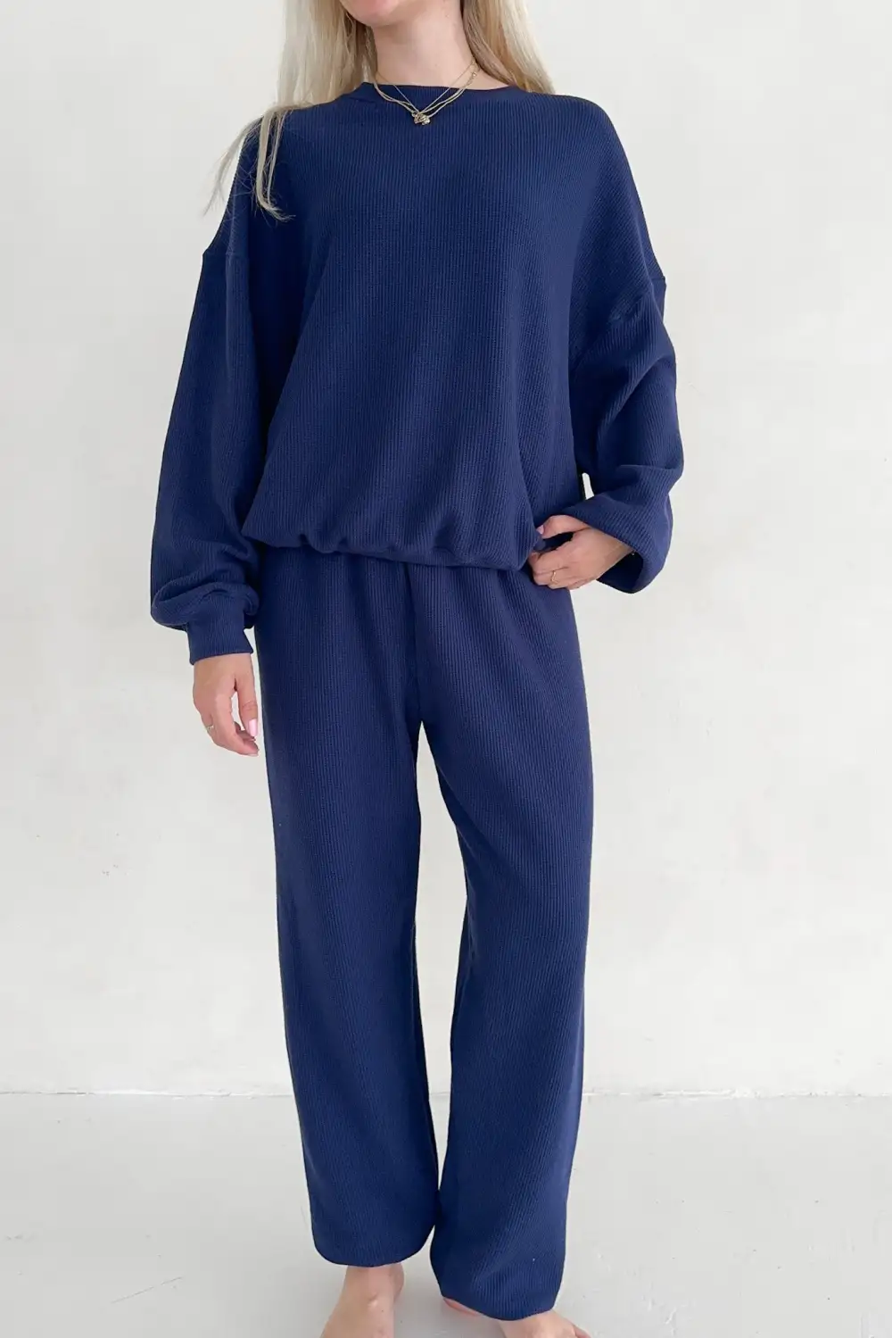 Modern Waffle Knit Sweatshirt