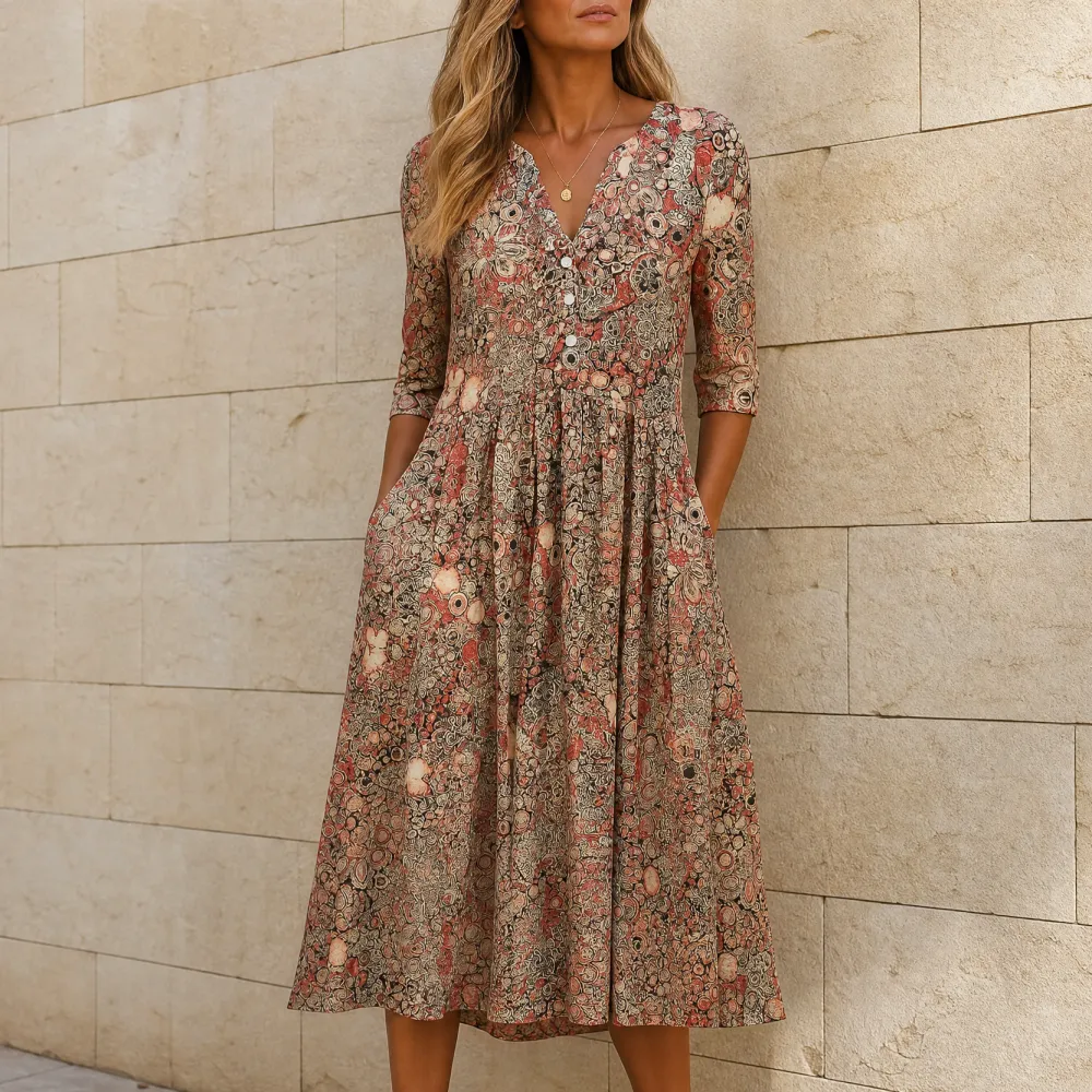 Pocket Floral Flattering Midi Dress