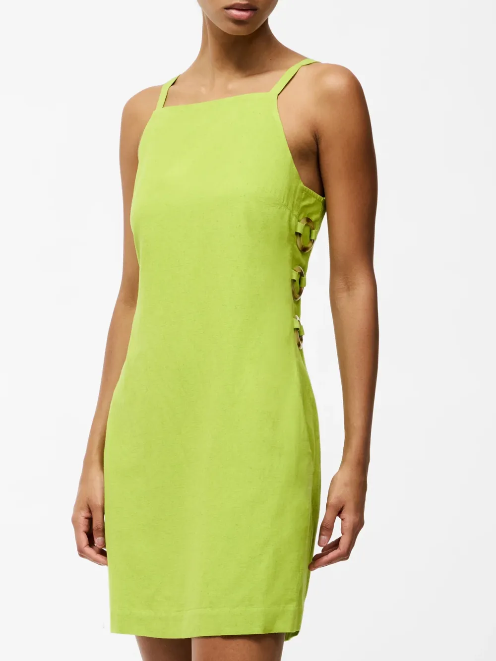 Playful Light Linen Square Neck Dress