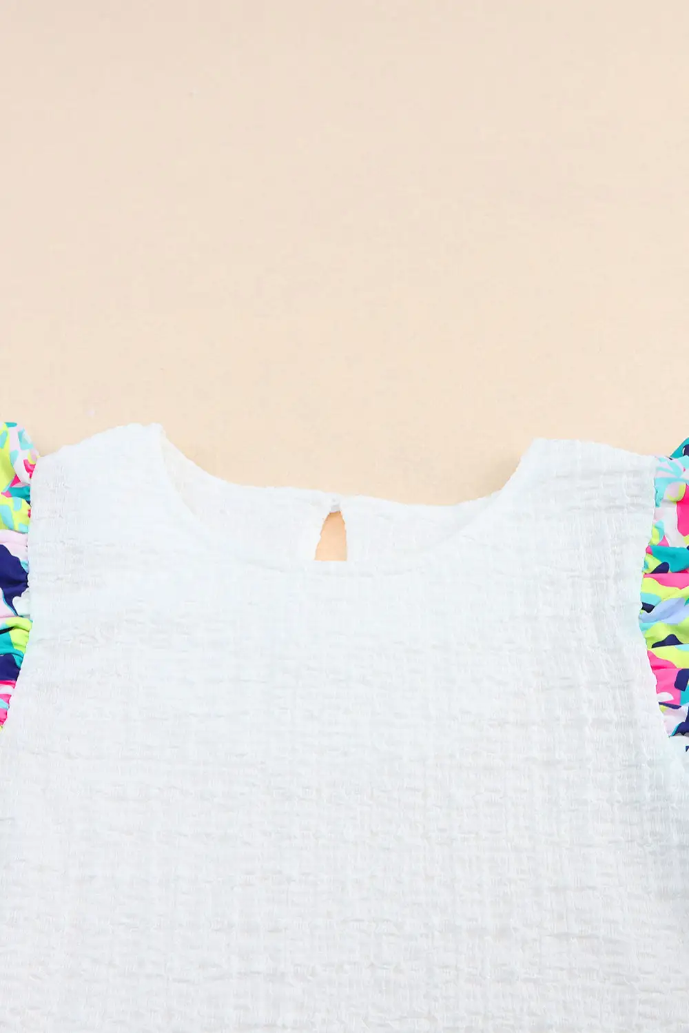 Voluminous Printed Puff Sleeve Textured