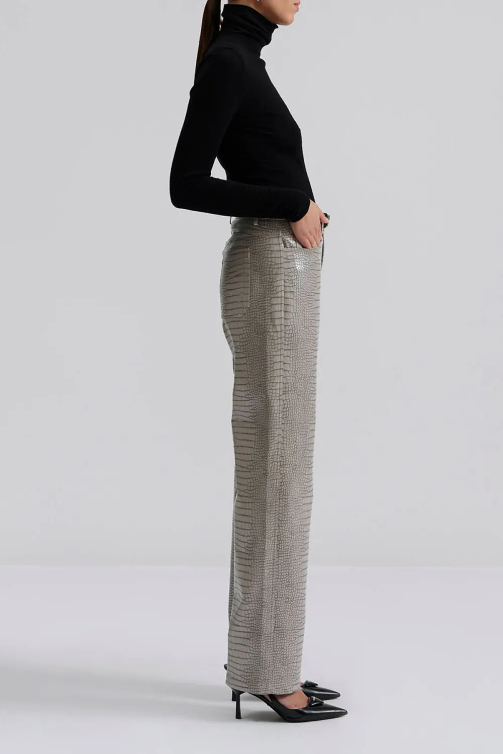Straight Leg Faux Leather Trousers