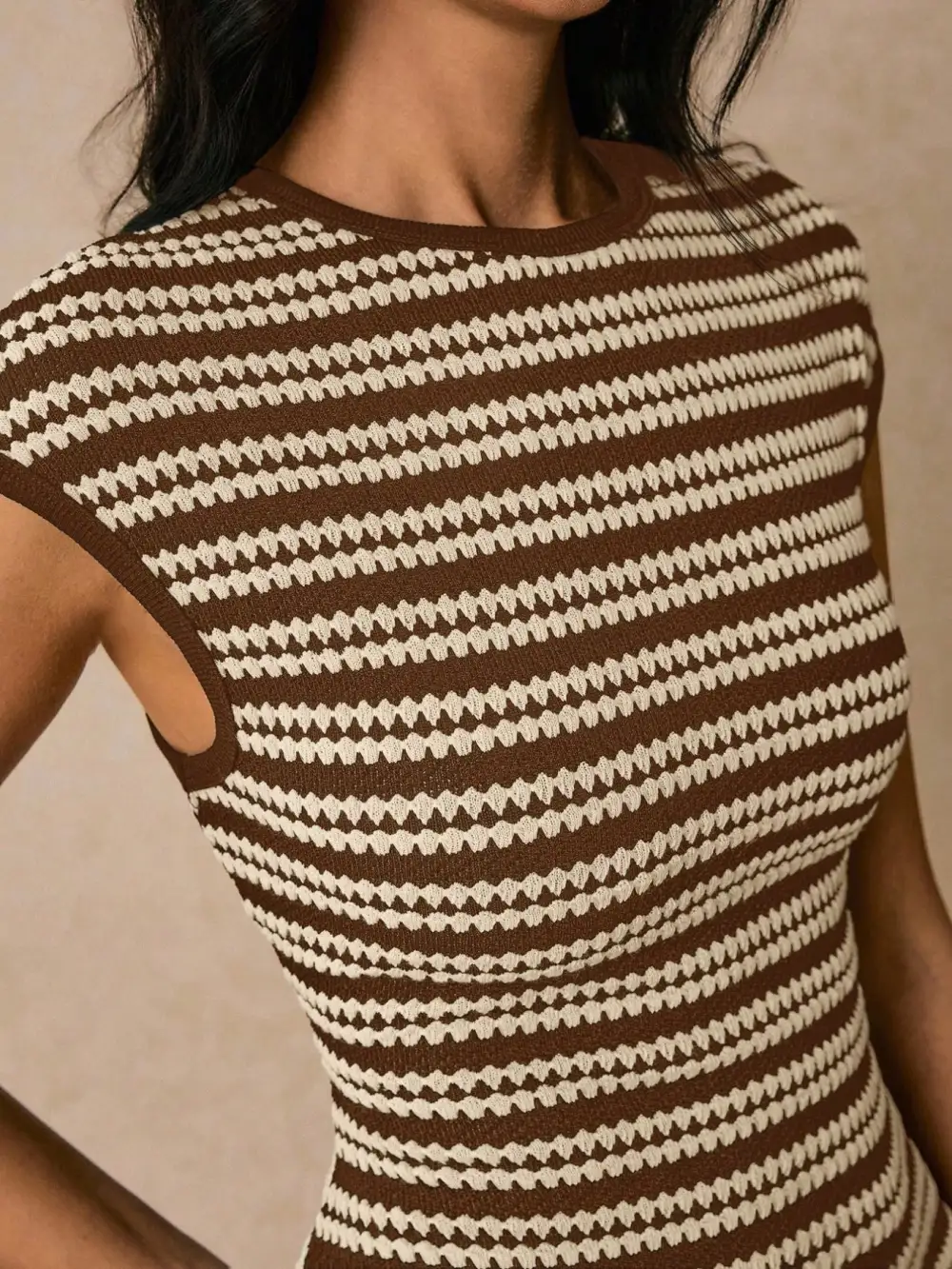 Balanced Detail Striped Midi Dress
