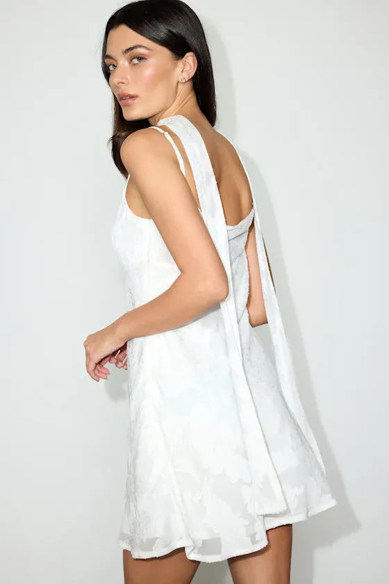 Aydah Red Floral Burnout Slip Mini Dress and Scarf Set