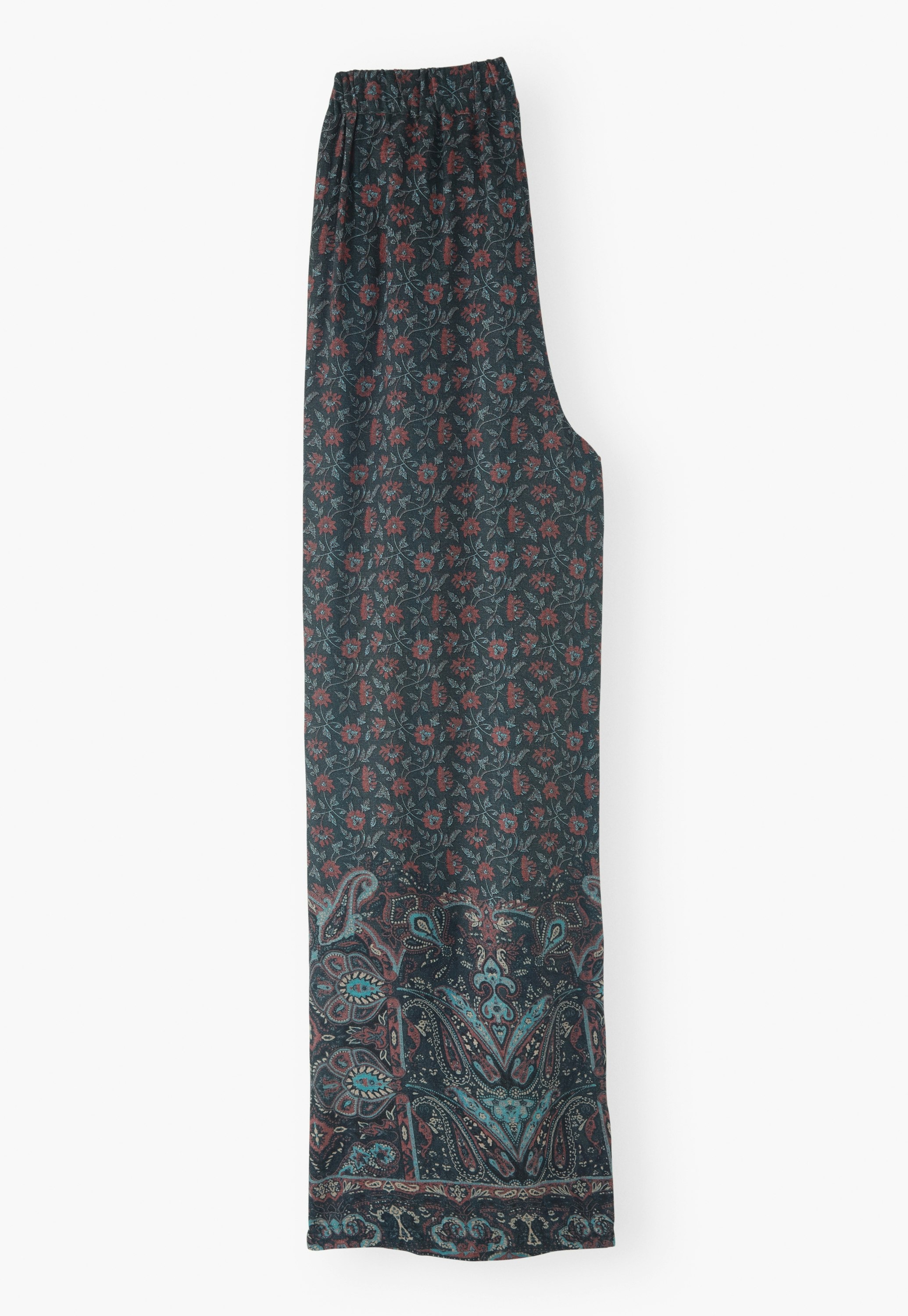 Wide-leg printed trousers
Linen & viscose