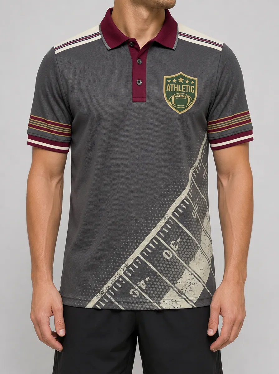 Men's Shield Graphic Football Polo Shirts