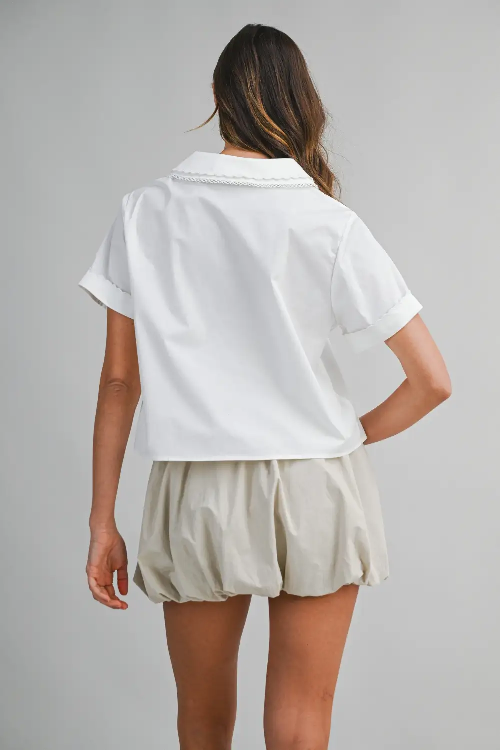 Scallop Lace Collar Blouse - Off