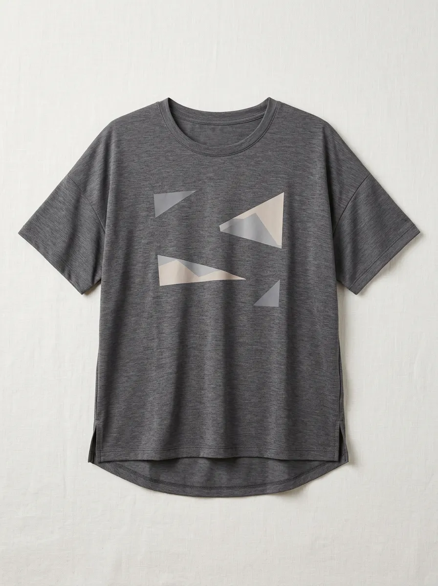 Women's Athletic Geometric Triangle Printed T-shirt