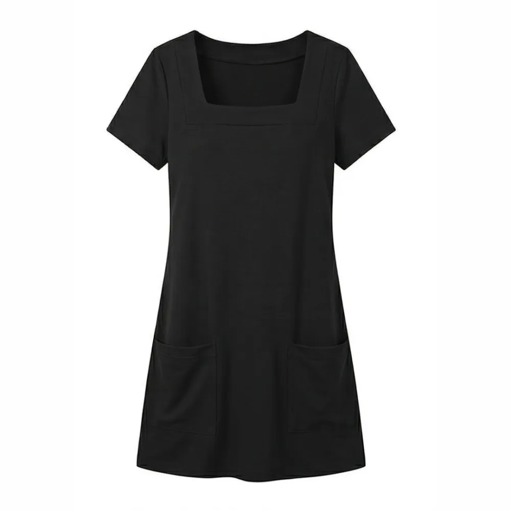 Square Neck Pocket Jersey Mini Dress