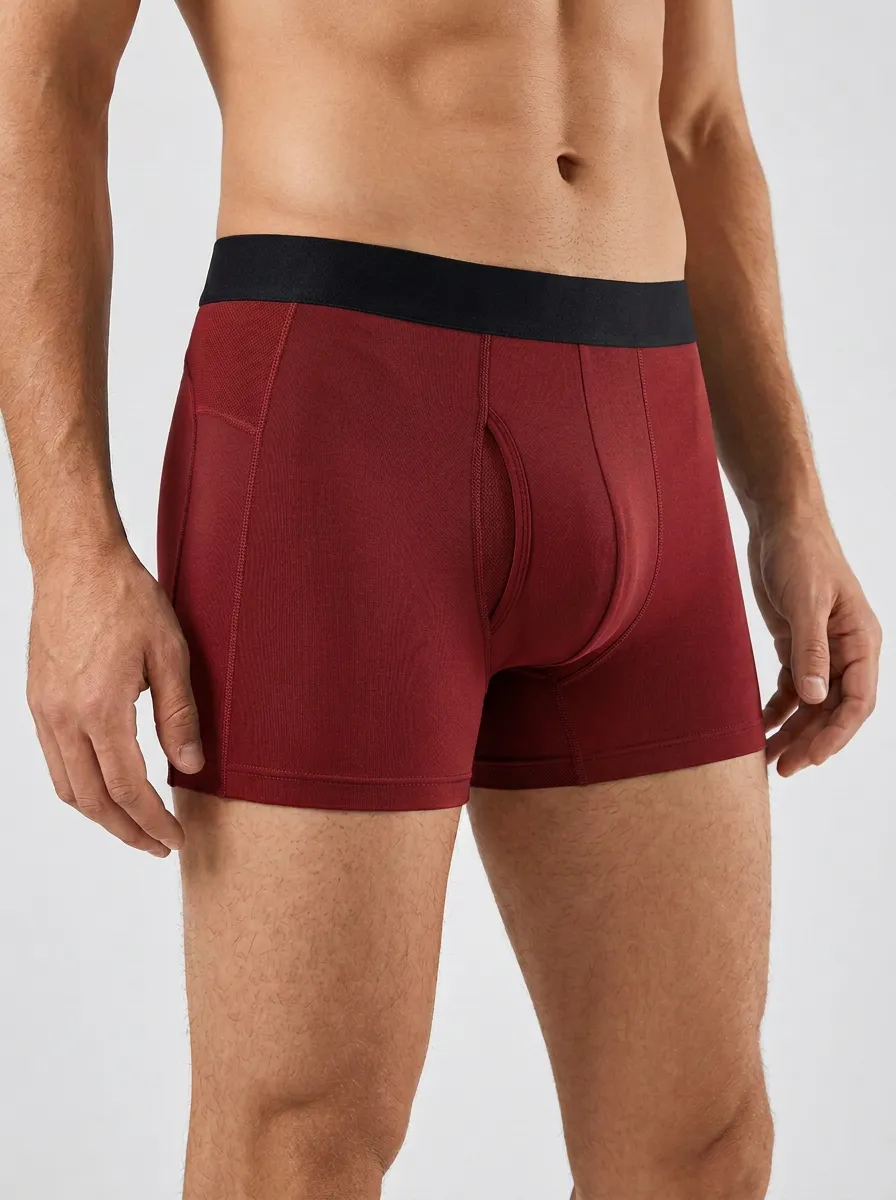 Men's Solid Charcoal Grey Athletic Printed Boxer Briefs