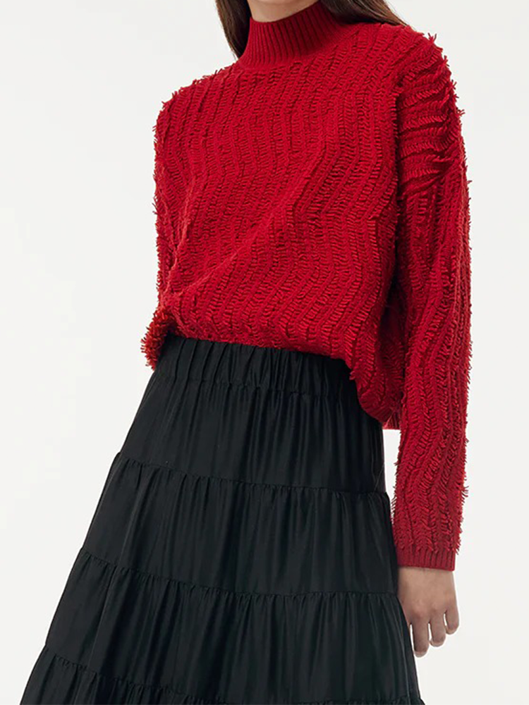 Wool Chili Red Women Sweater