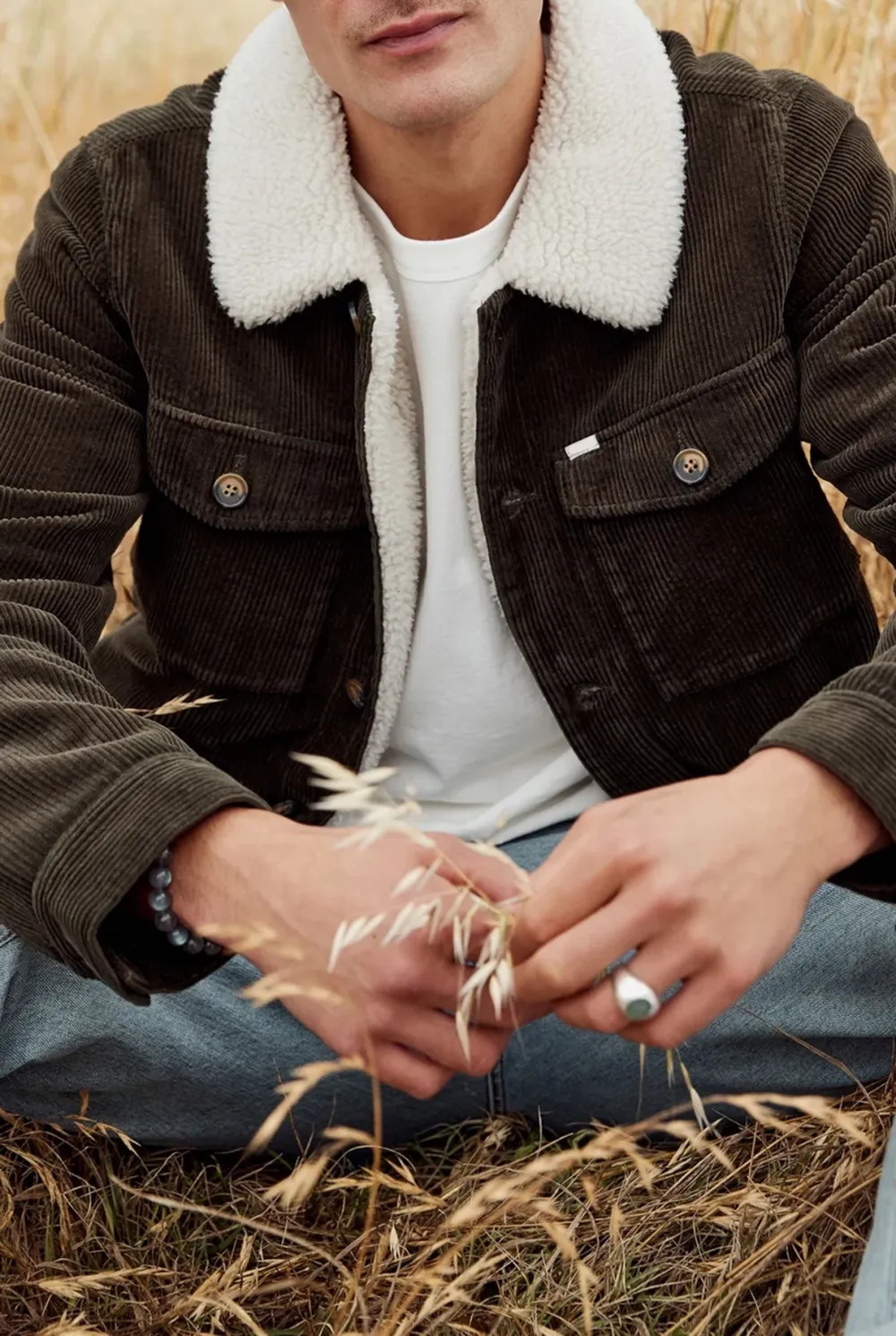 Forest Green Sherpa-lined Corduroy Jacket