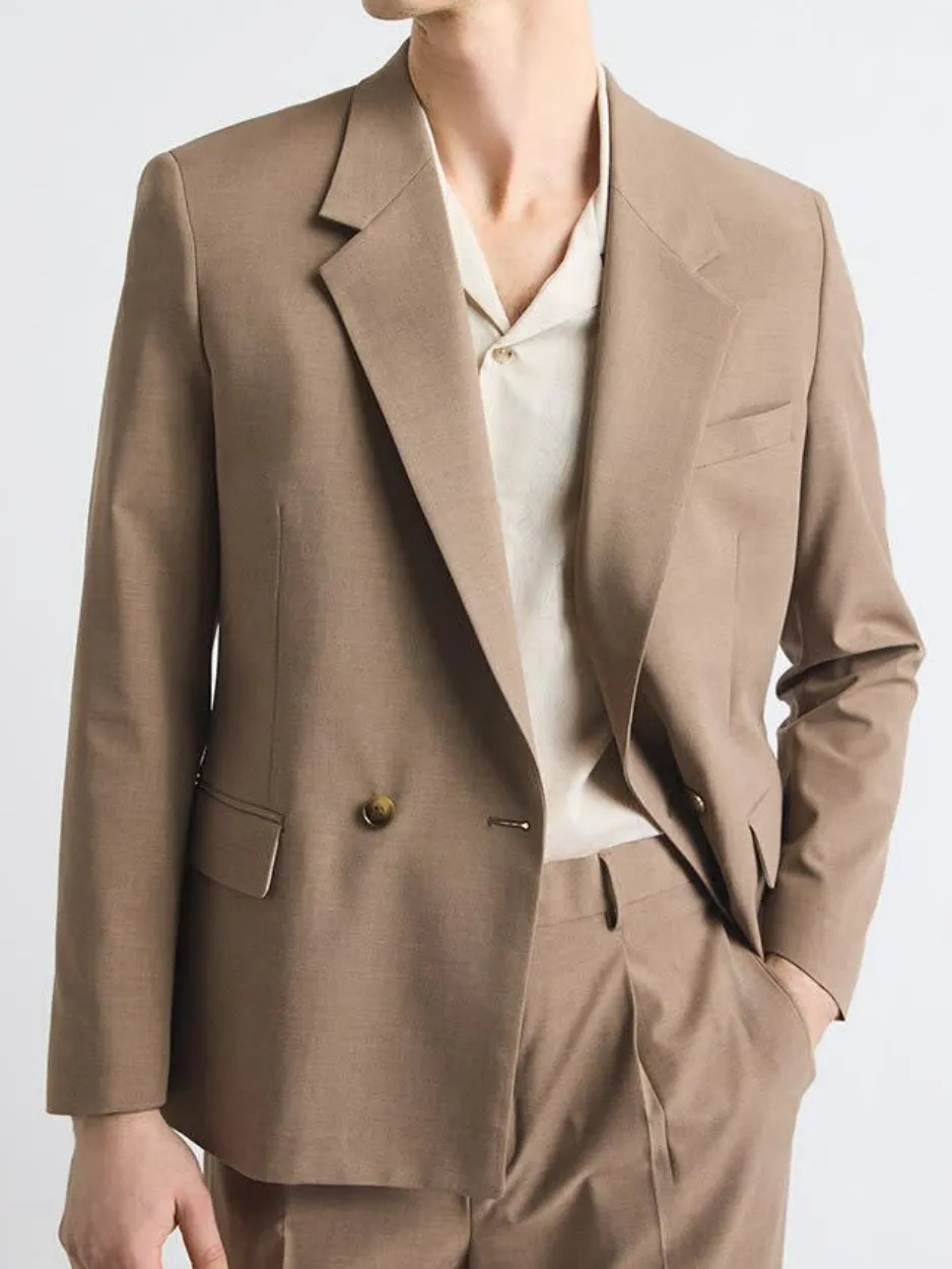 Taupe Commuting Style Short-Sleeve Shirt