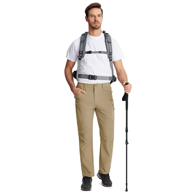 Men's Tactical Pants Water Repellent 8 Pockets Ripstop Hiking Trousers Lightweight Work Pants
