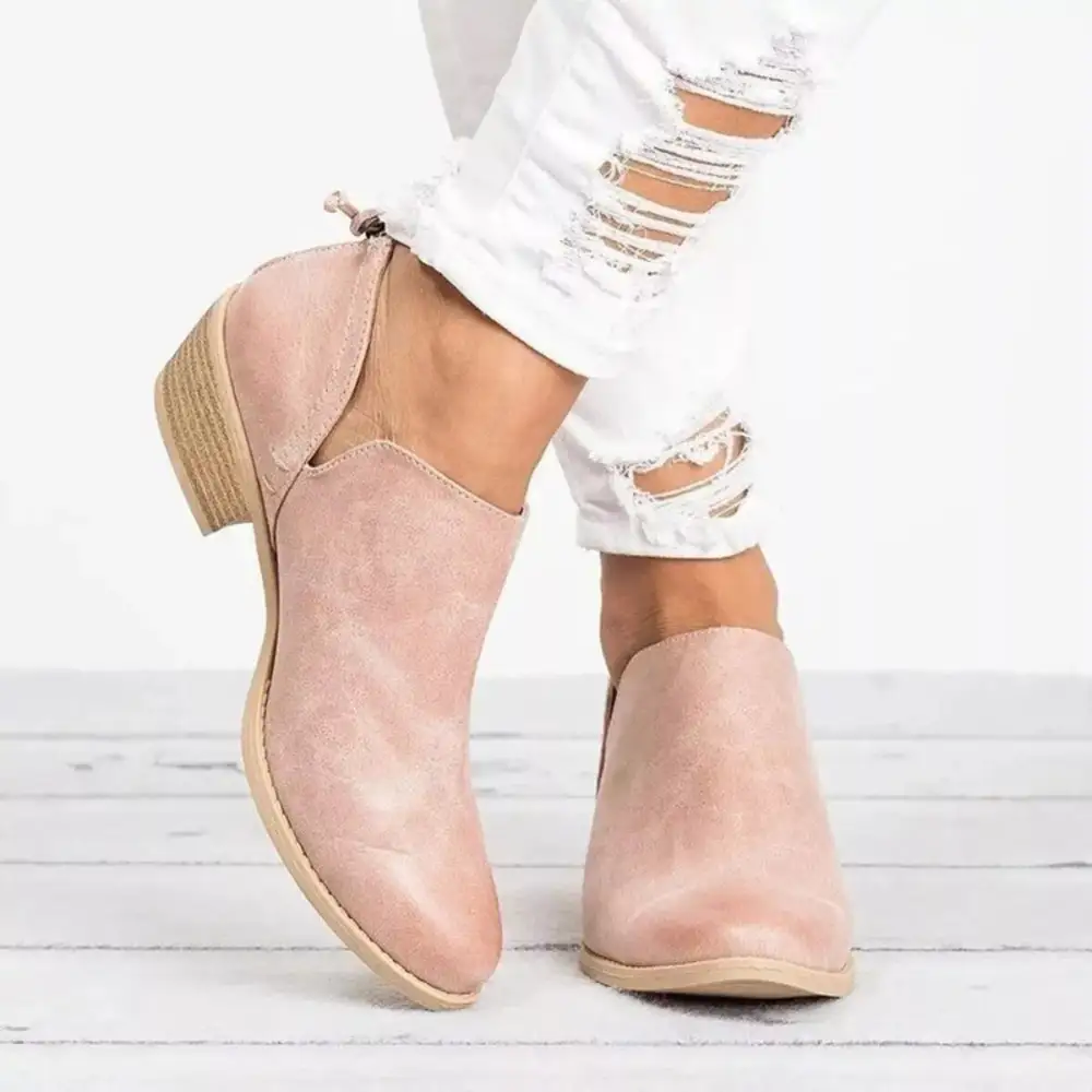 Point Toe Block Heels Boots