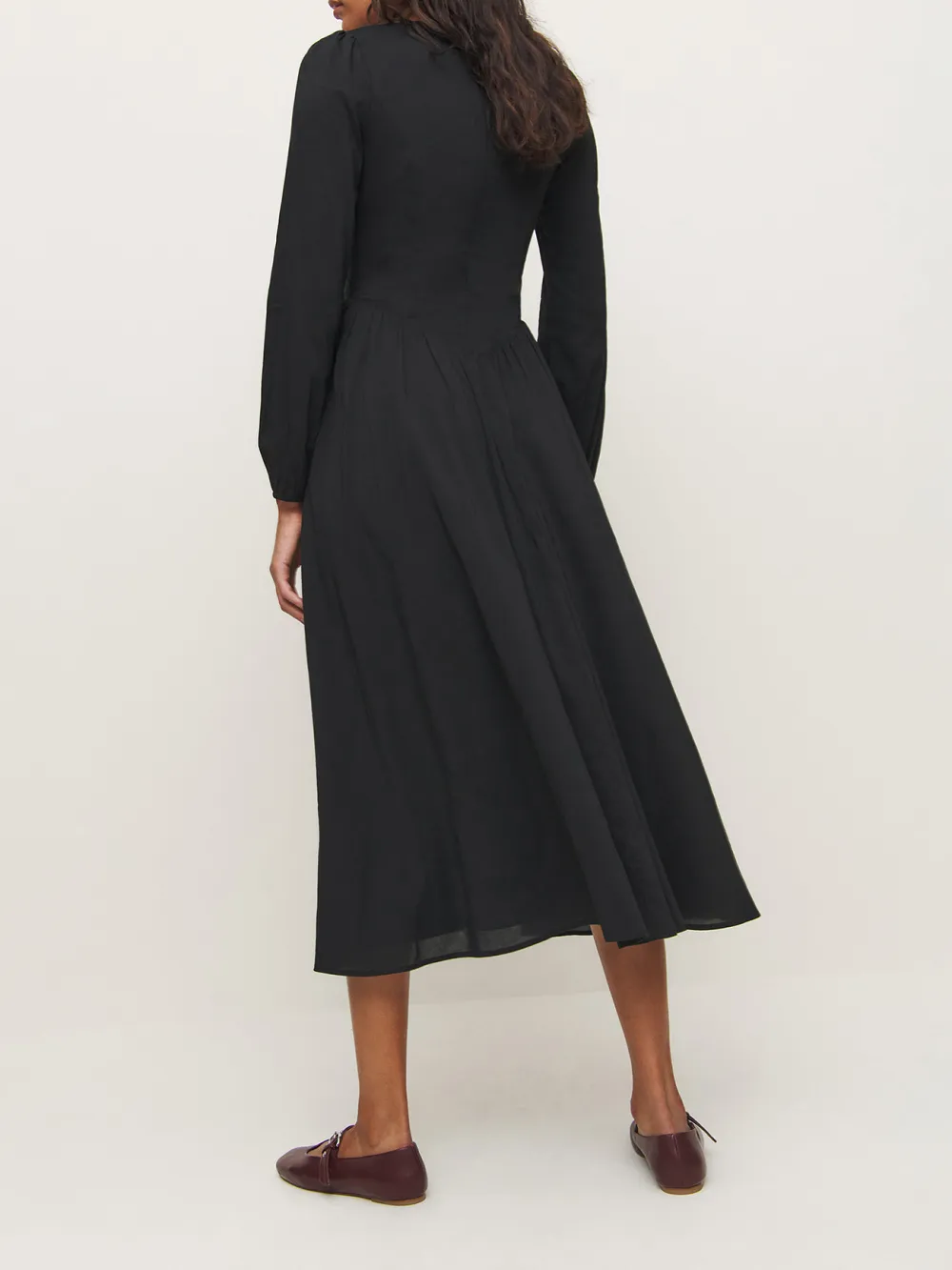 Long Sleeve Square Neck A Line Maxi Dress