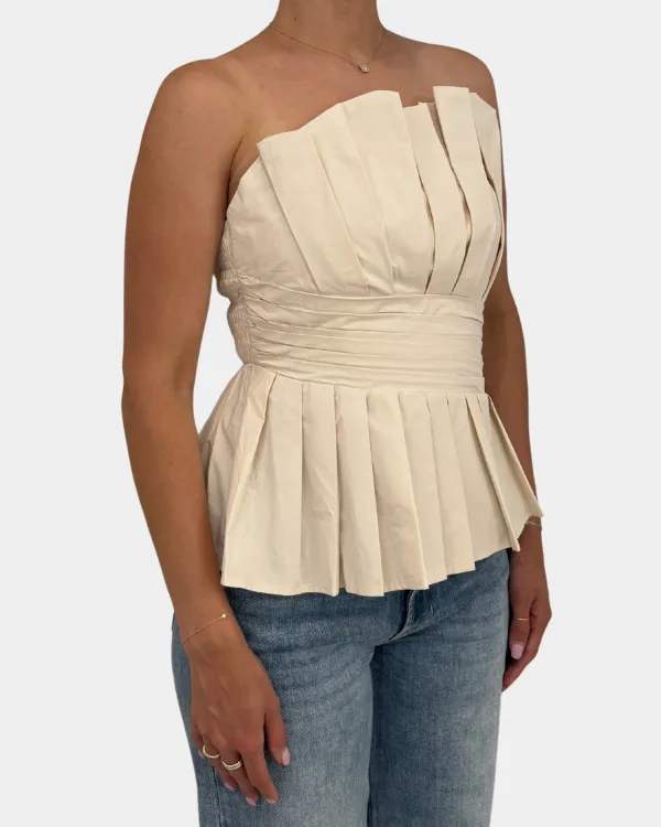 Pleated Strapless Top