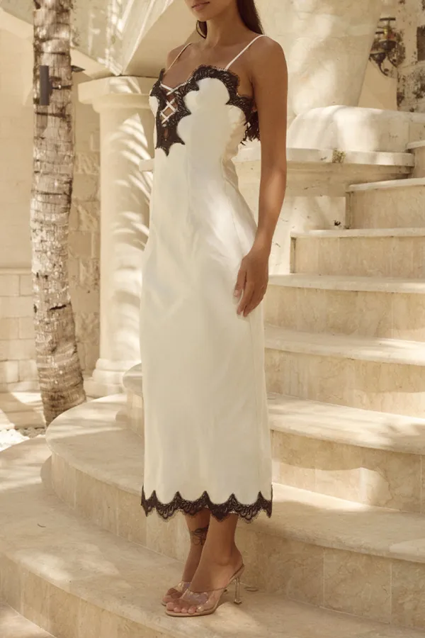 Lace Contrast Dress