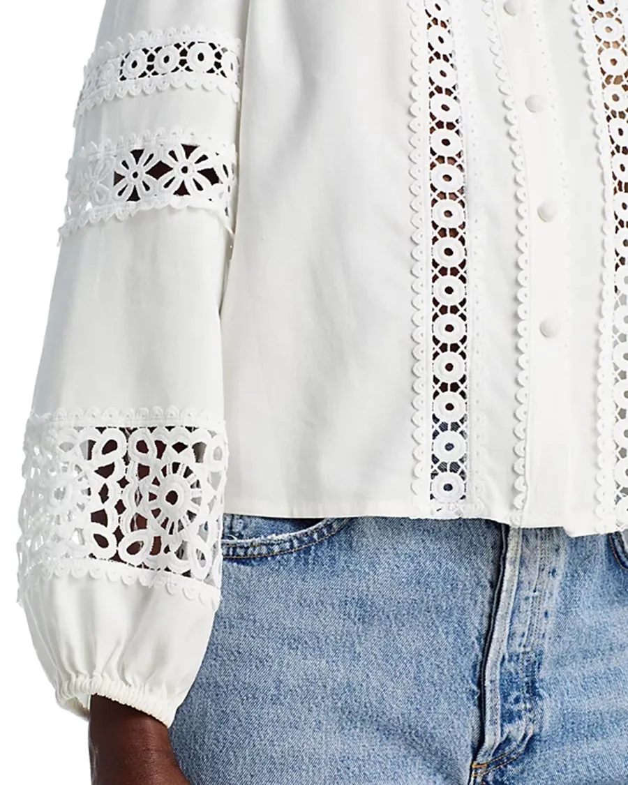 Long Sleeve Lace Button Up Shirt