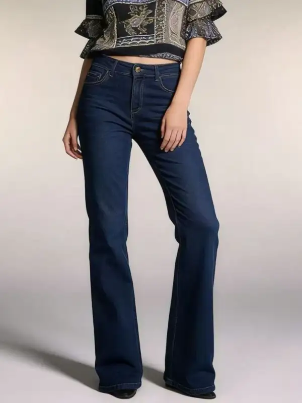 Casual High Waist Flare Leg Denim Jeans