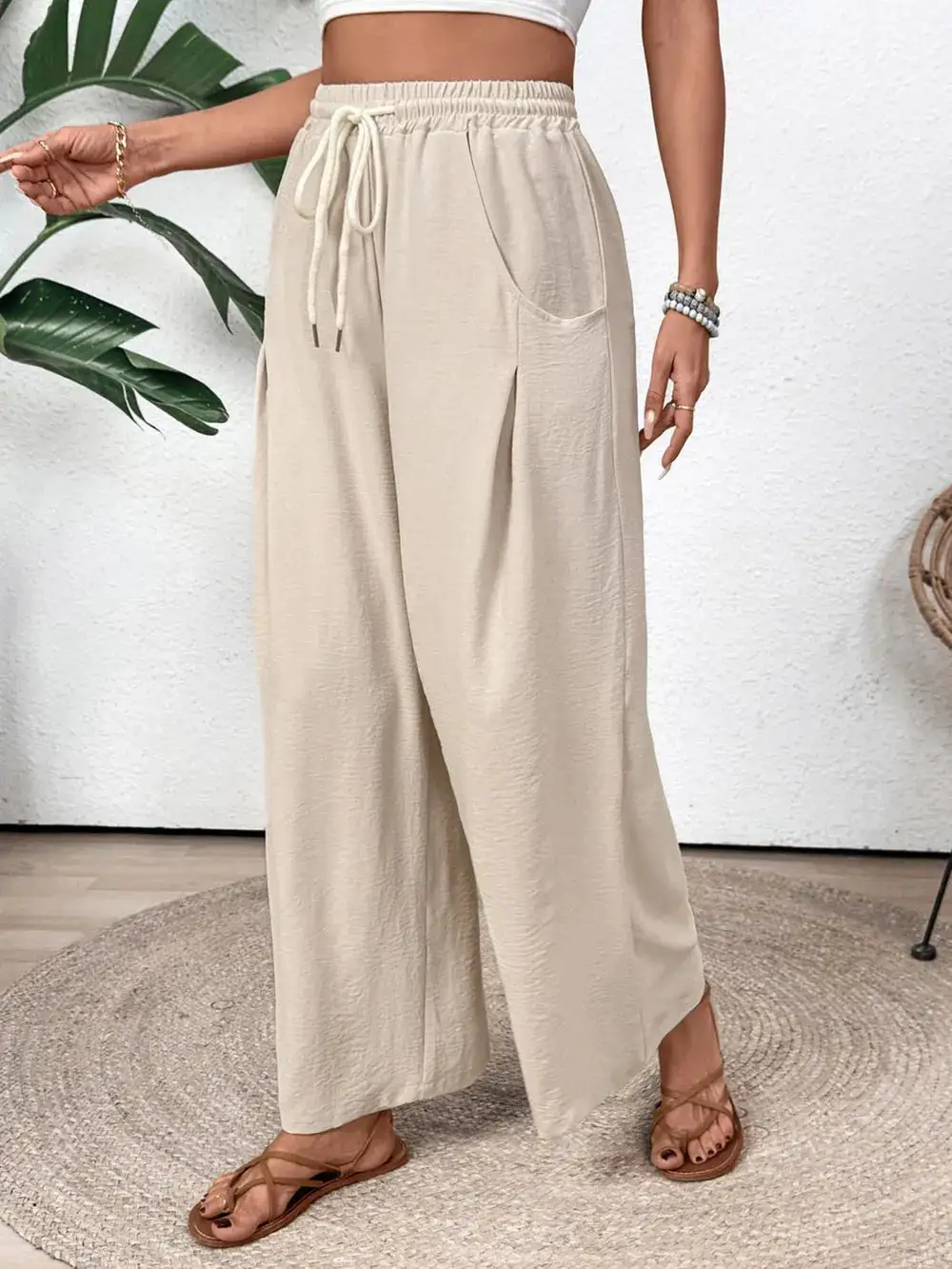 Flowy Wide Leg Drawstring Pants