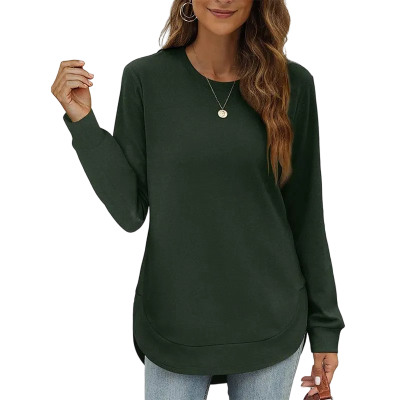 Women's Sweatshirt Crewneck Long Sleeve Shirts High Low Tops Curved Hem
