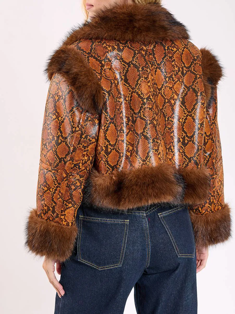 Women's Contrast Plaid Fuzzy Long Coat