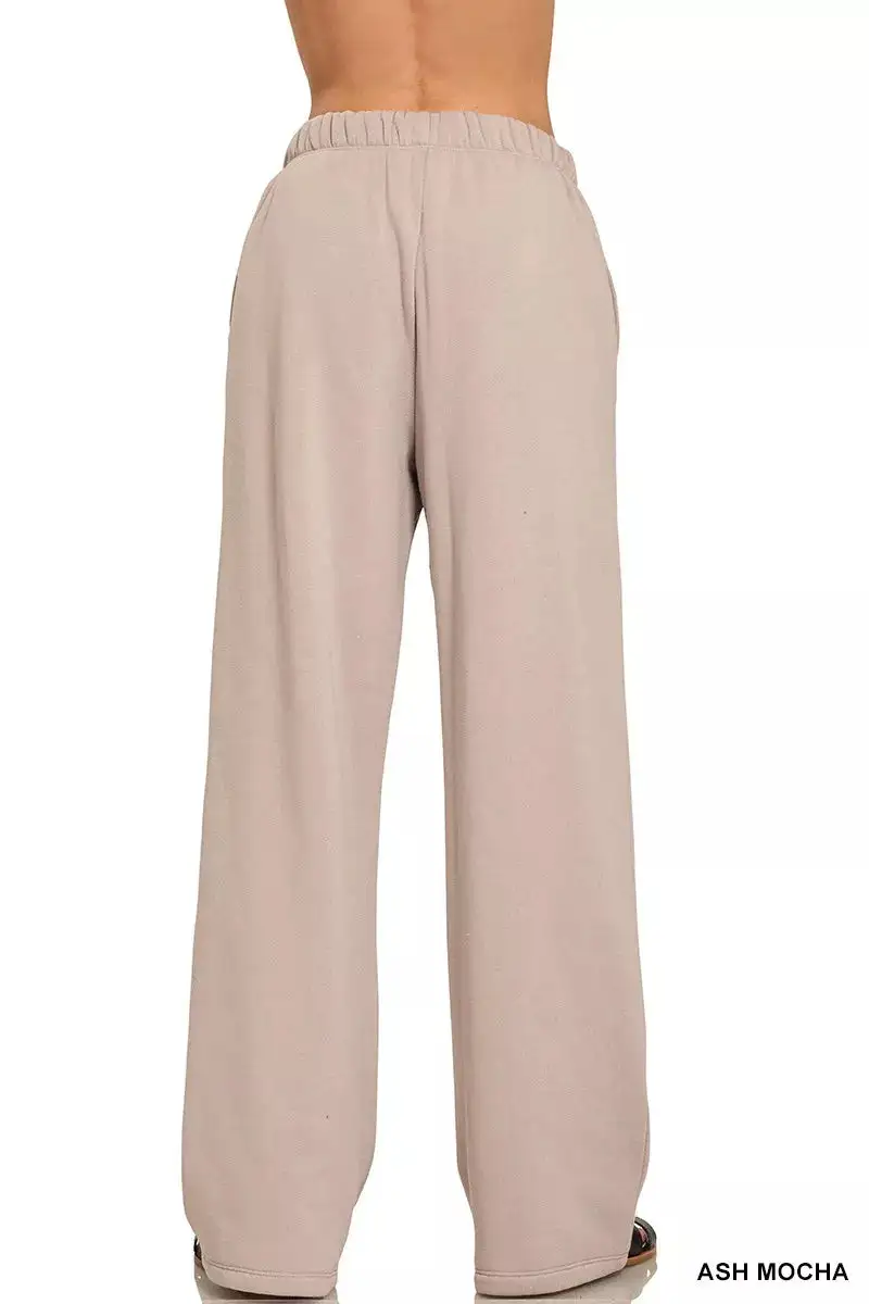 Drawstring Pocketed Fleece Sweatpants