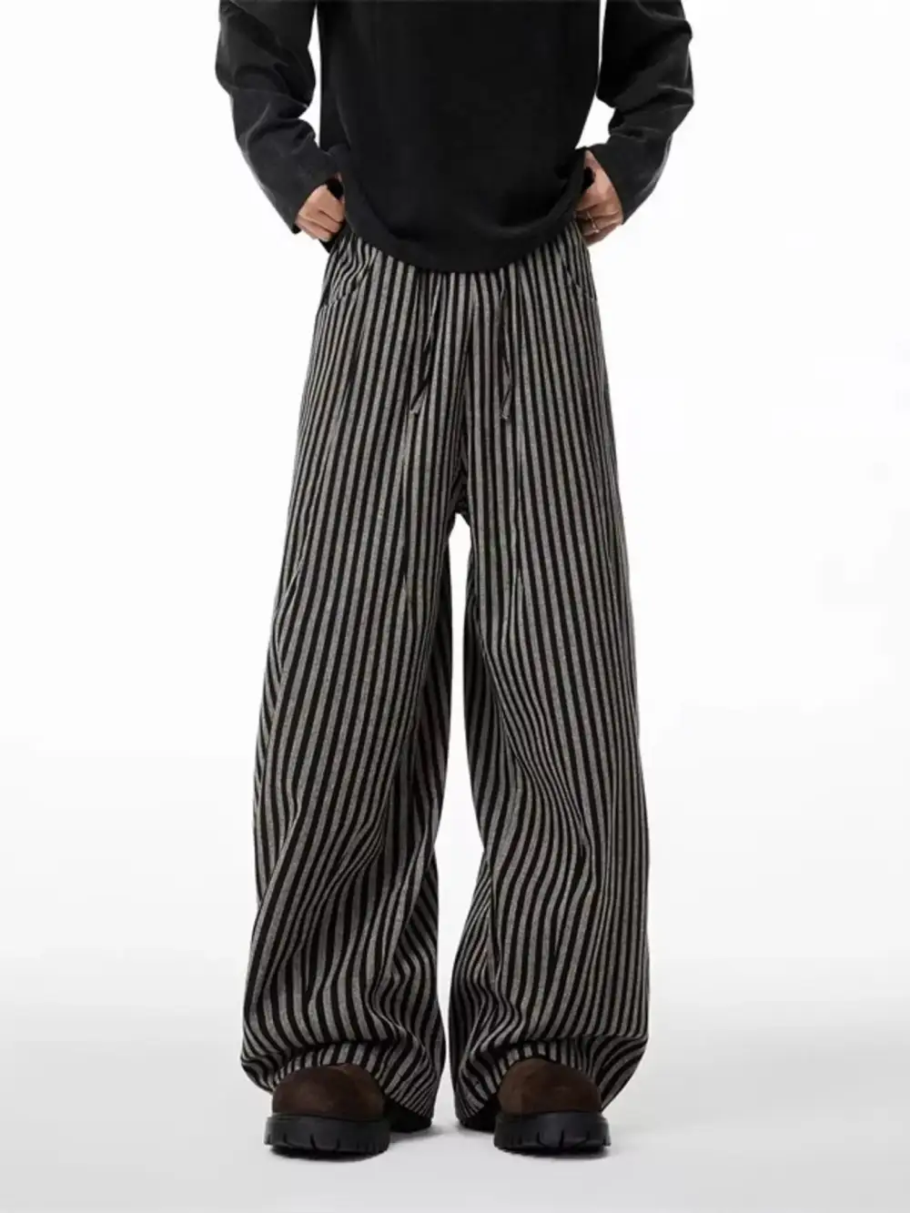 Men's Plus Size Striped Wide Leg Casual Pants