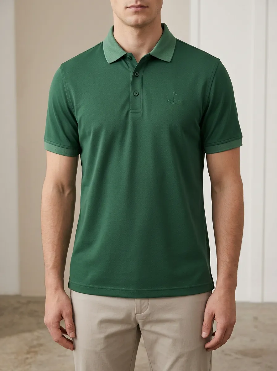 Training Flag-Motif Embroidered Golf Polo Shirt