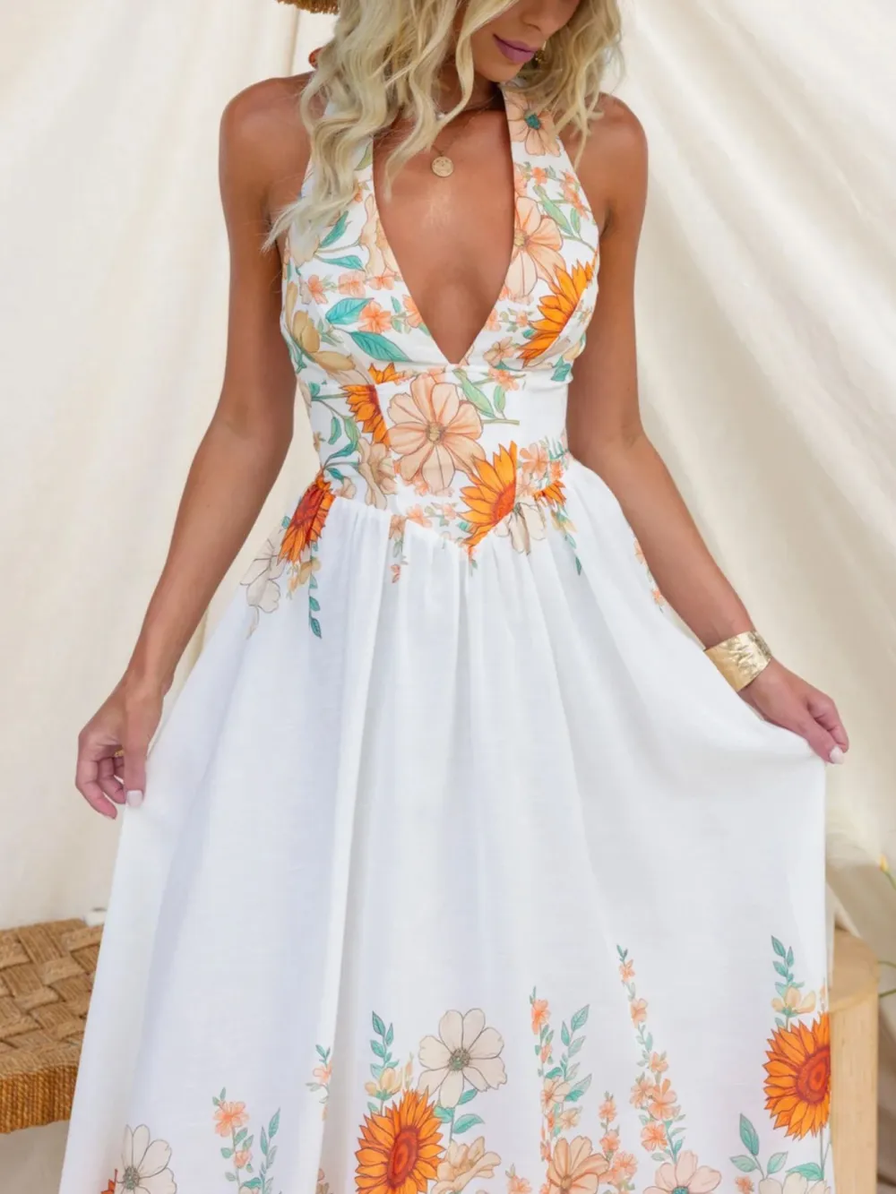 Finish Floral Printed Maxi Dress