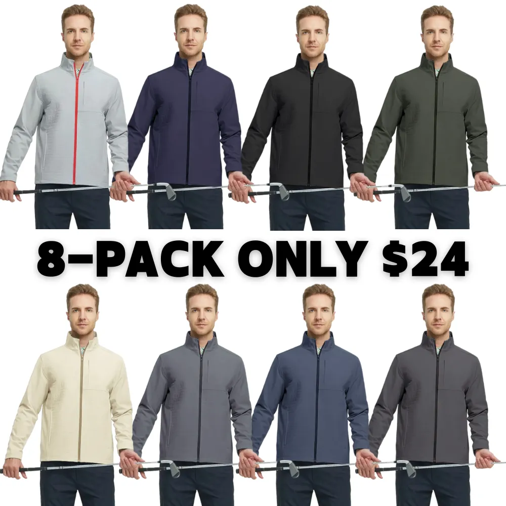 Men's Golf Windbreaker Jacket, Waterproof Windproof Performance Outerwear, Lightweight Warm Multifunctional Jacket for Outdoor Sports