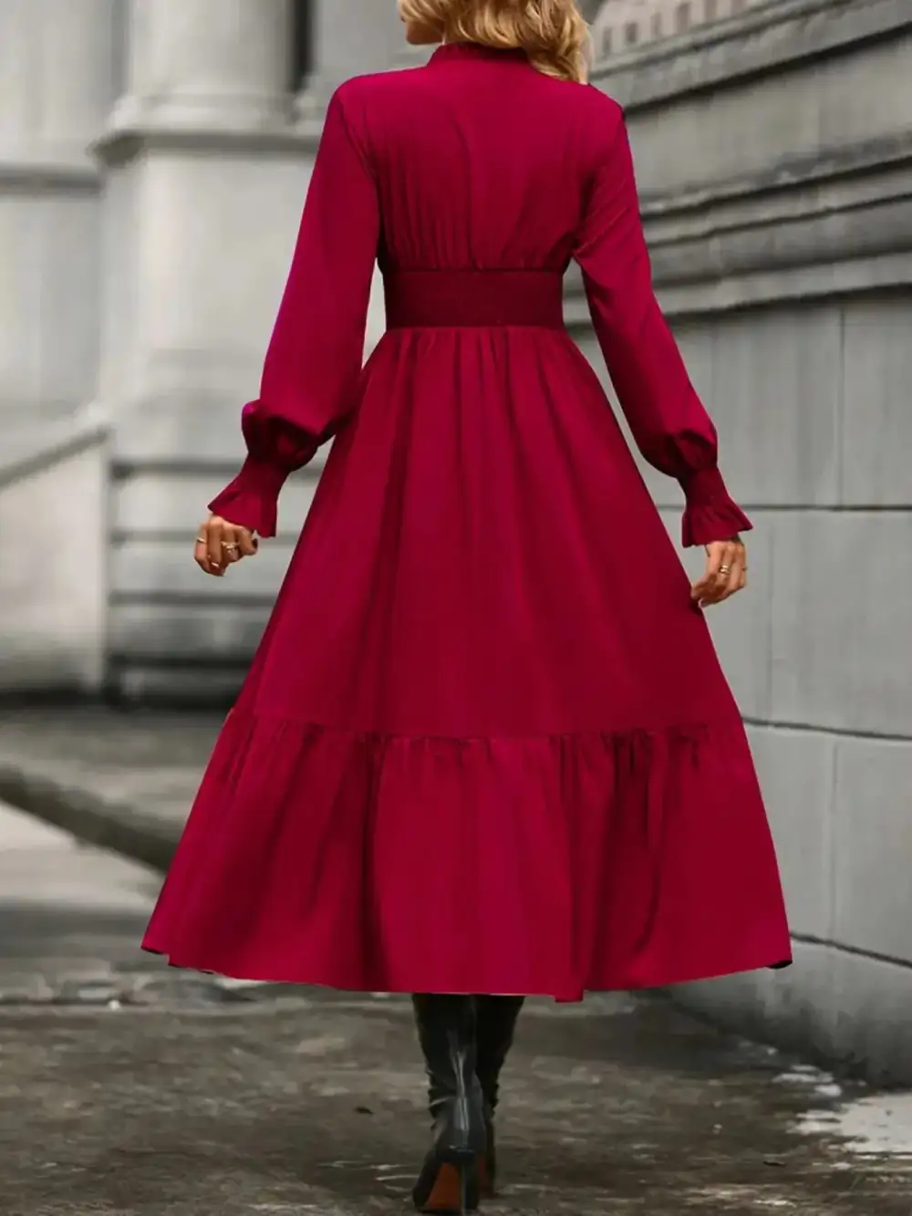 Tiered Long Sleeve Dress Casual