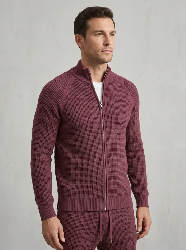 Waffle-Knit Tracksuit Men's Knit Sweater Tracksuit Set