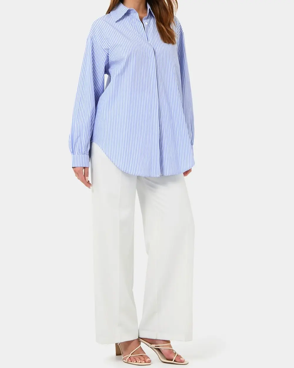 Stripe Shirt -Blue & Ivory Striped Pattern