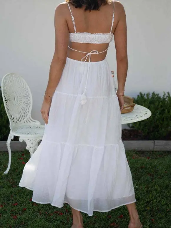 Sling Hollow Open Back Large Pendulum Midi Dress