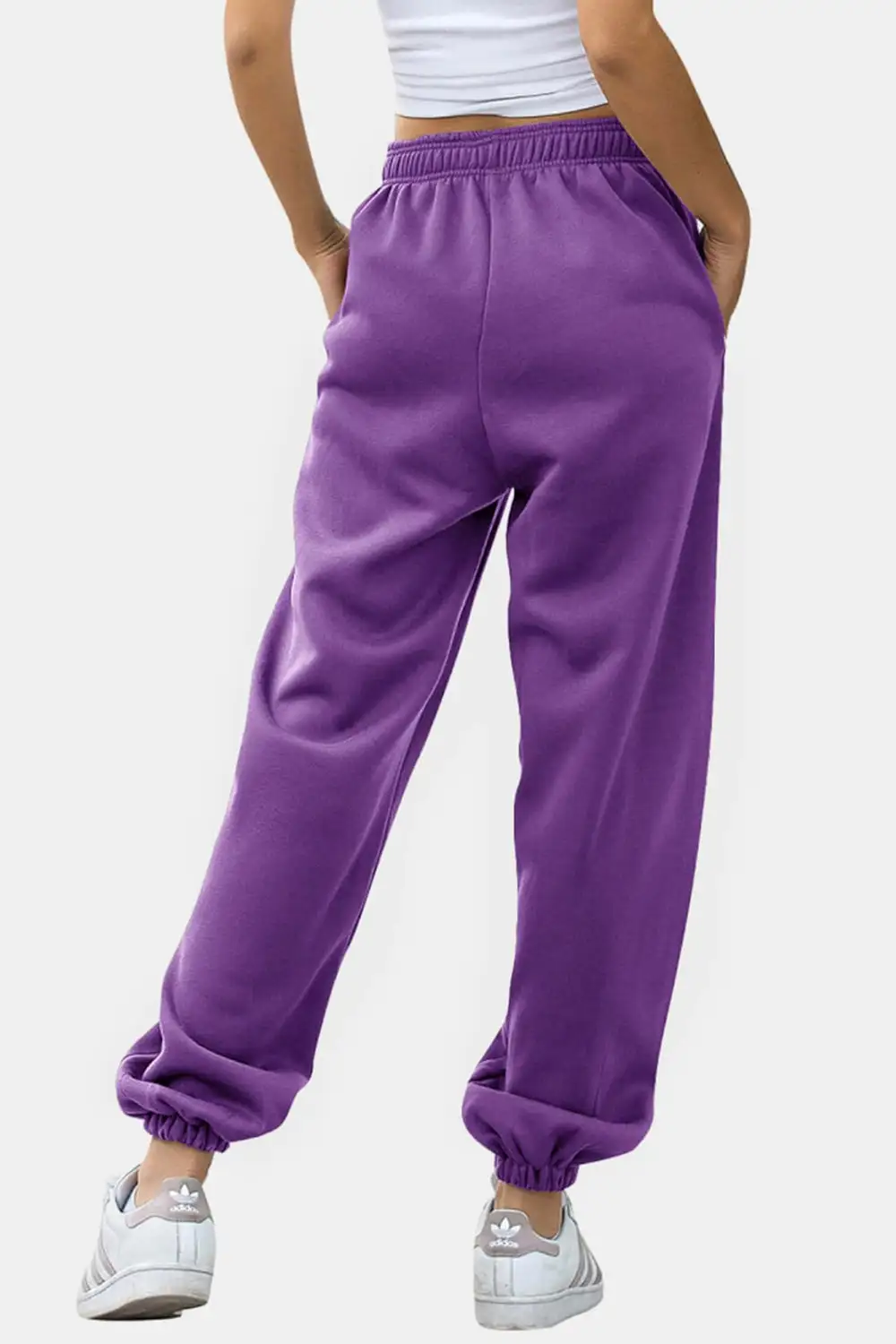 Tailored Elastic-Waist Pocketed Jogger Pants